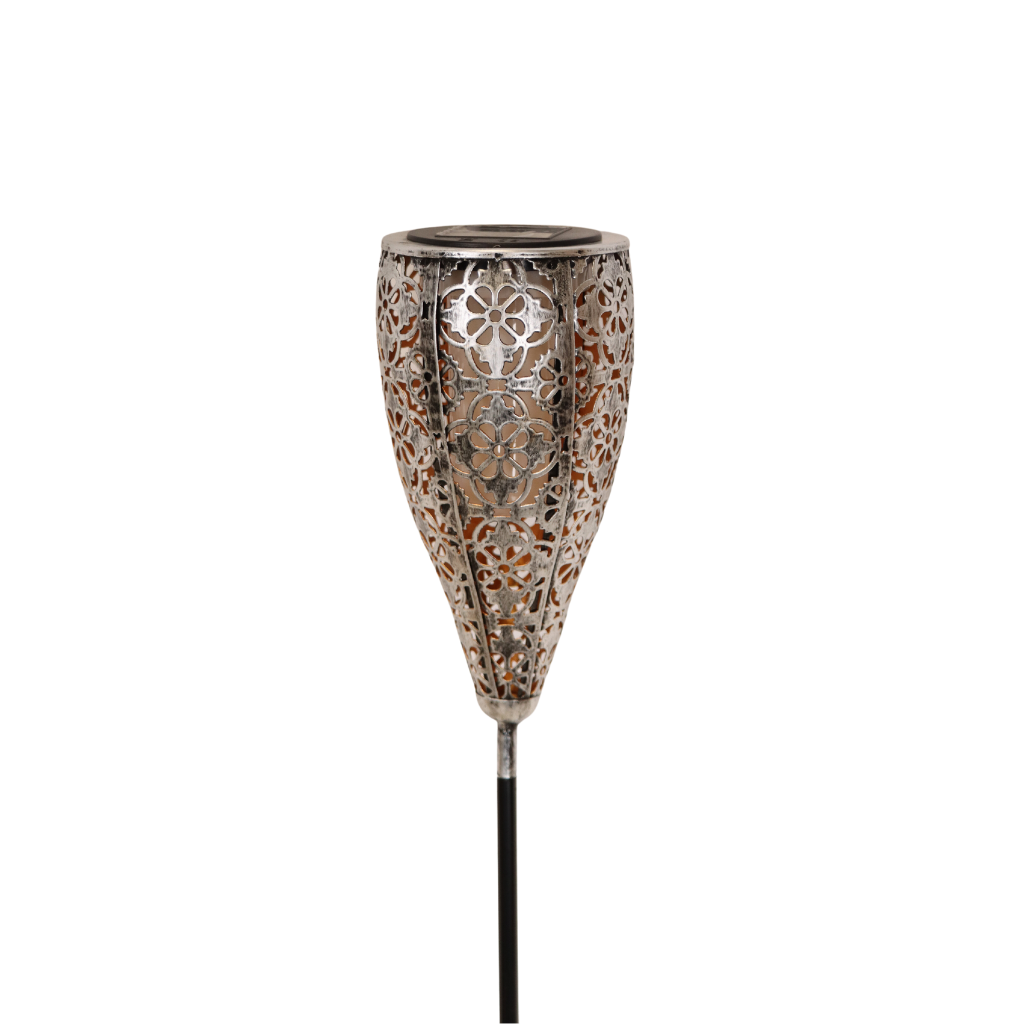 Anna's Collection Solar Fakkel Metaal Met Vlam Effect Grijs 95 x 88 cm