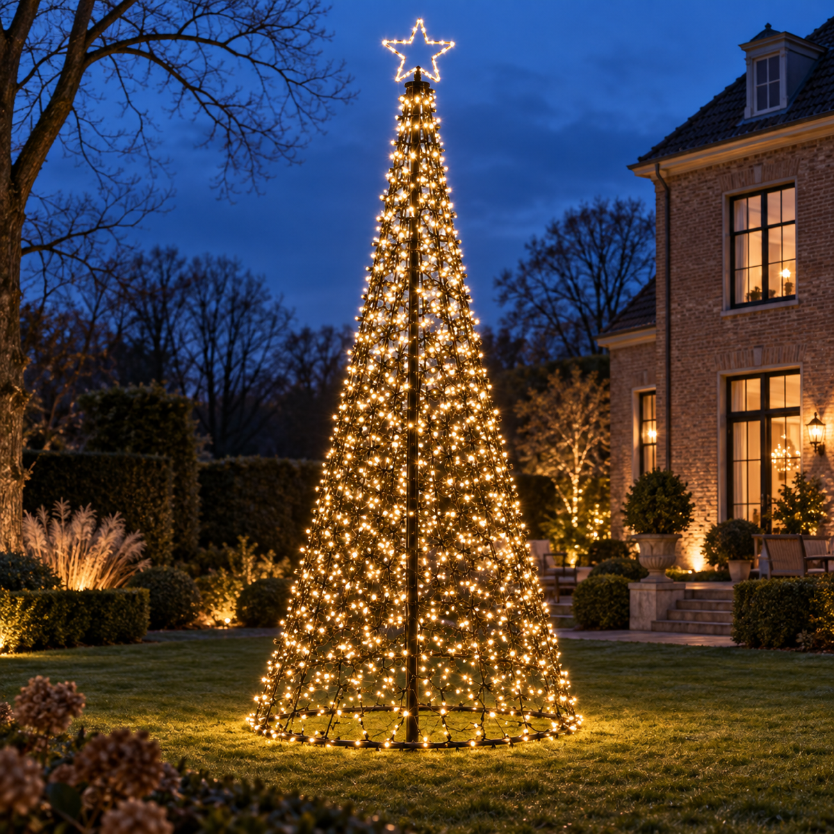 Anna's Collection Vlaggenmast verlichting Boom met Ster Klassiek Warm 836 Lampjes 160 x 500 cm