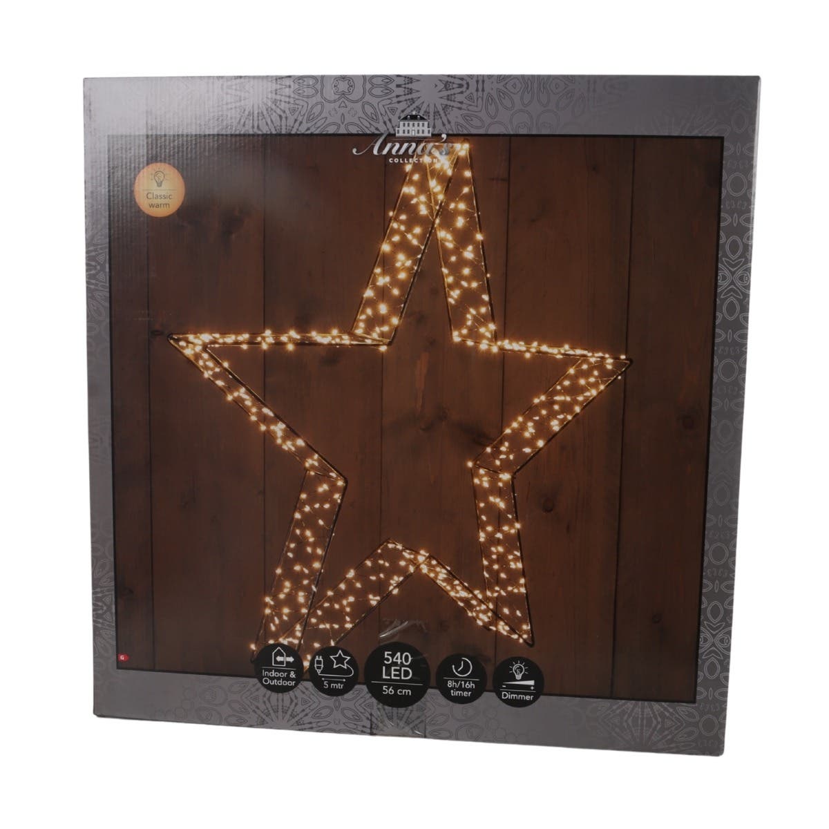 Anna's Collection Verlicht Kerstfiguur Ster 3D Metaal Klassiek Warm 540 Lampjes 56 cm