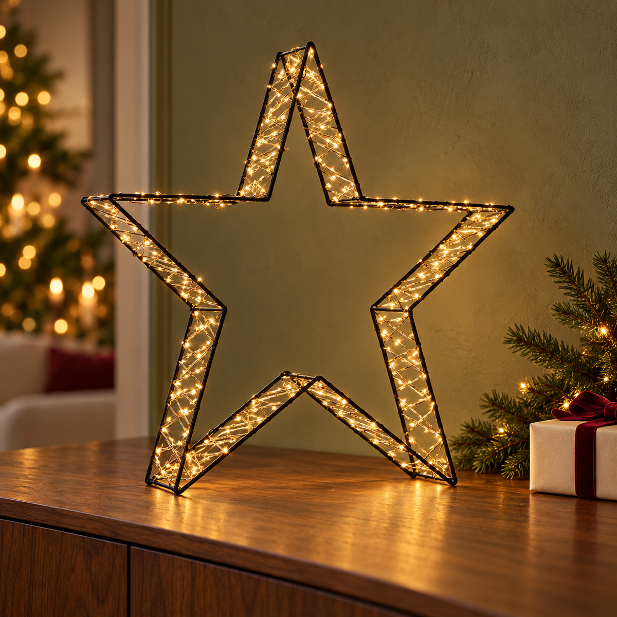 Anna's Collection Verlicht Kerstfiguur Ster 3D Metaal Klassiek Warm 540 Lampjes 56 cm