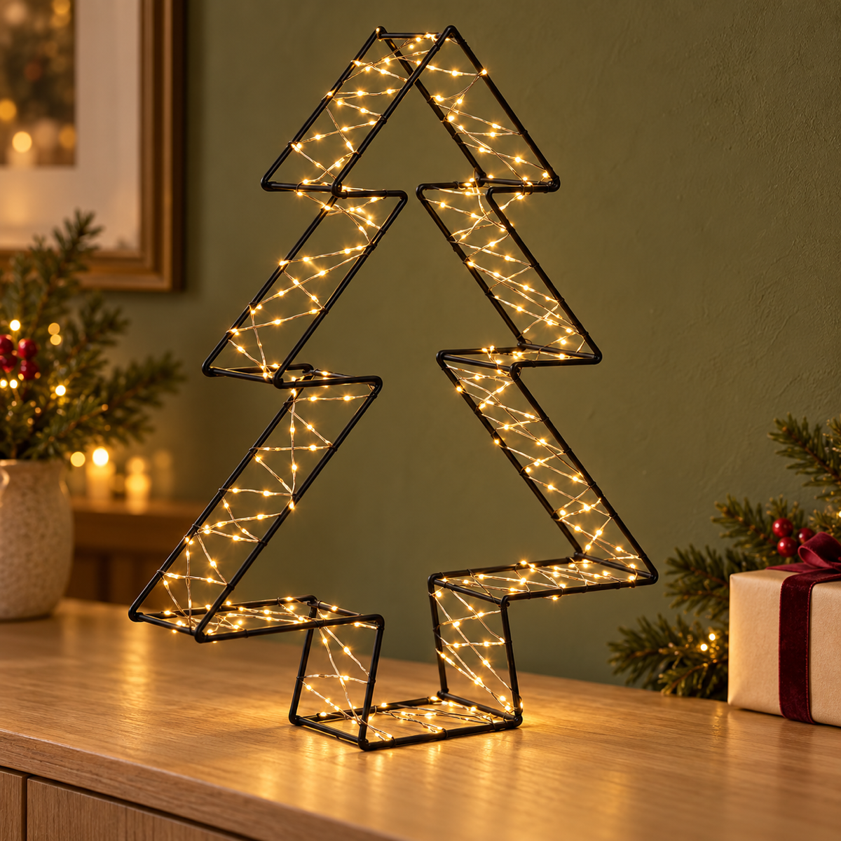 Anna's Collection Verlicht Kerstfiguur Boom 3D Metaal Klassiek Warm 300 Lampjes 36 cm