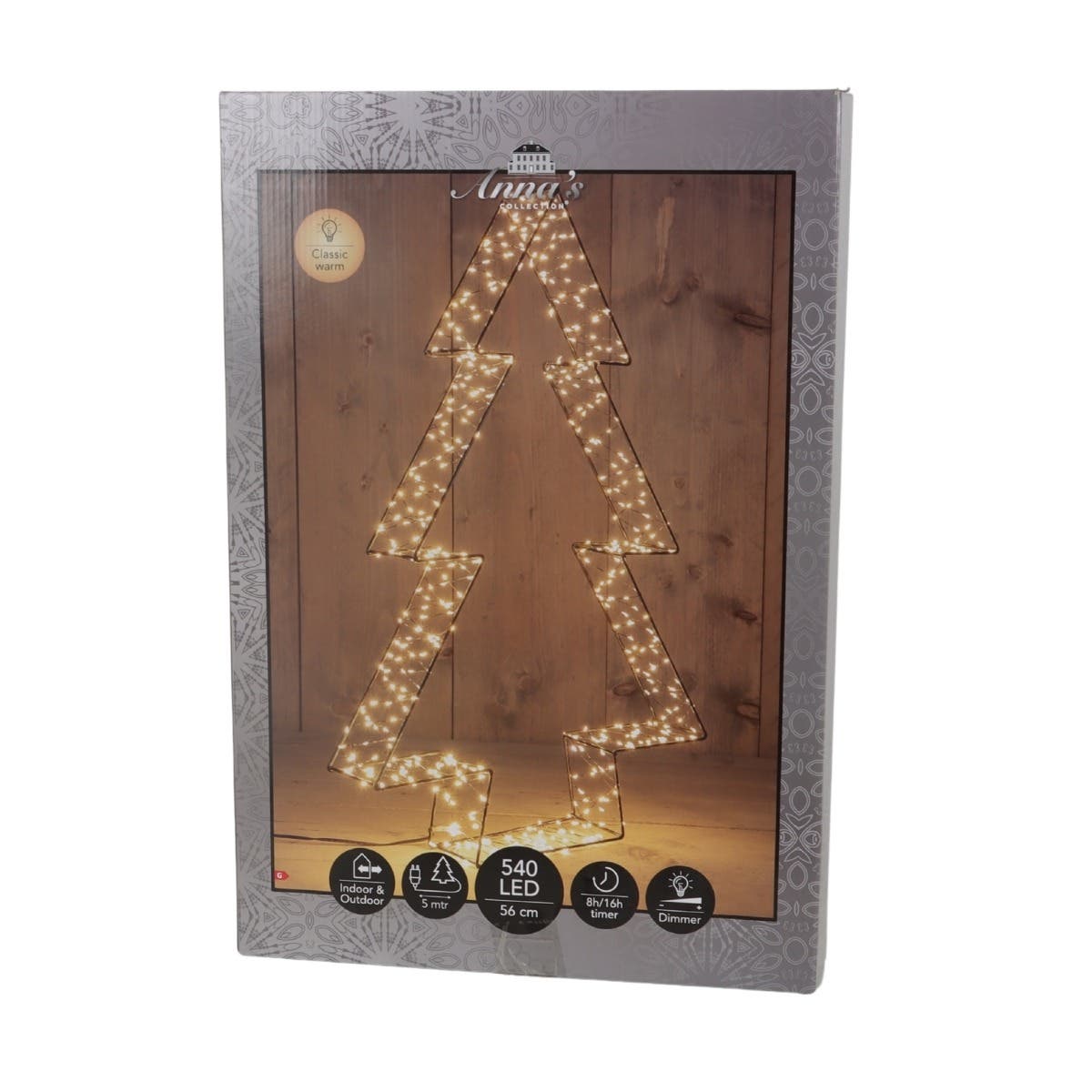 Anna's Collection Verlicht Kerstfiguur Decoratieboom 3D Klassiek Warm 540 Lampjes 56 x 7 cm