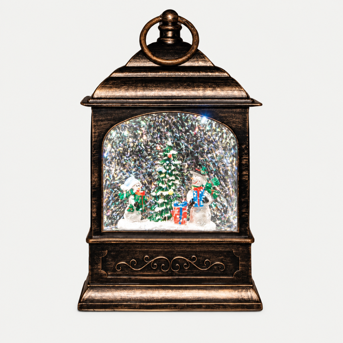 Anna's Collection kerstlamp sneeuwpop koper 13,5 x 25.5 cm