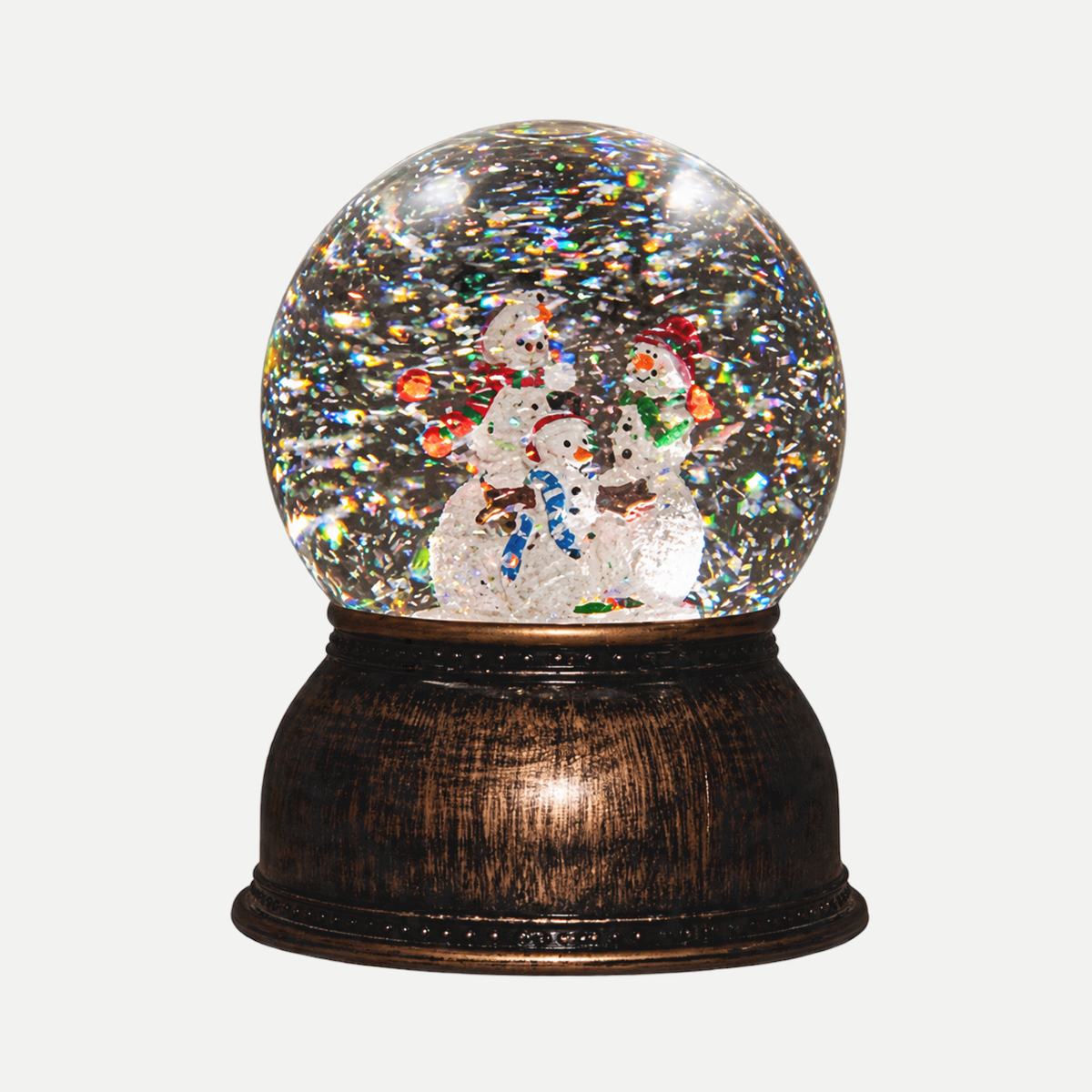 Anna's Collection Verlicht Kerstfiguur Sneeuwbol met Sneuuwpop Bruin 14 x 11 cm