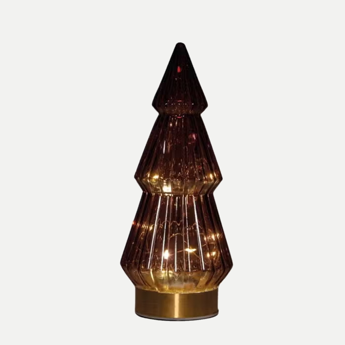 Anna's Collection Verlicht Kerstfiguur Kerstboompje Glas Bordeaux Warm Wit 10 Lampjes 23.5 x 10 cm