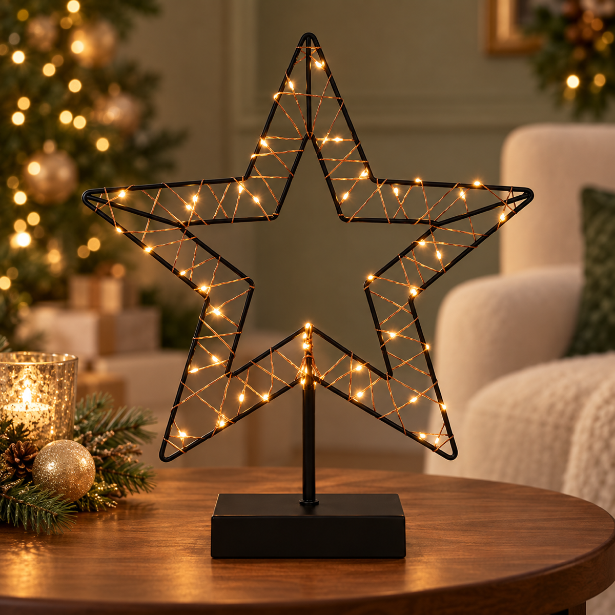 Anna's Collection Verlicht Kerstfiguur Kerstster 29.5 x 34.5 cm