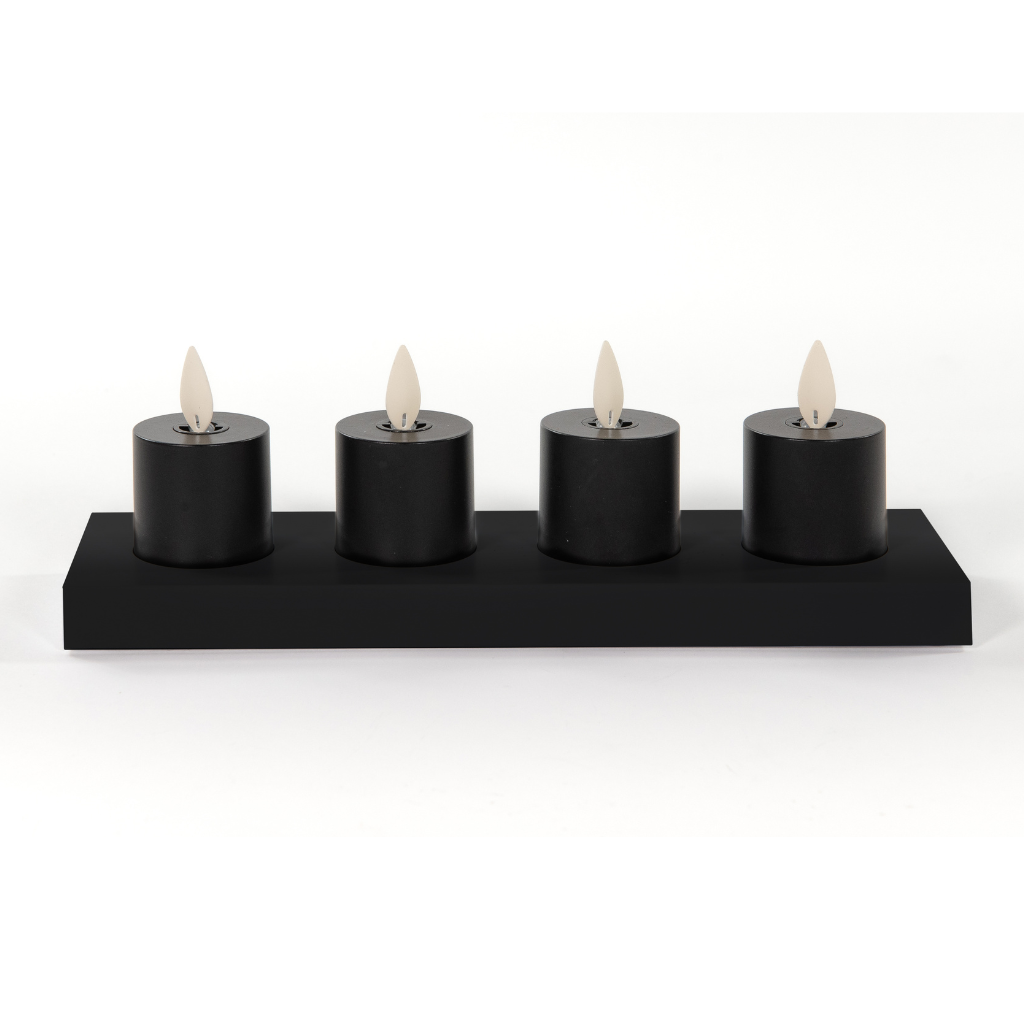 Waxinelichtjes LED Zwart (4 stuks) 6 x 3.8 cm oplaadbaar