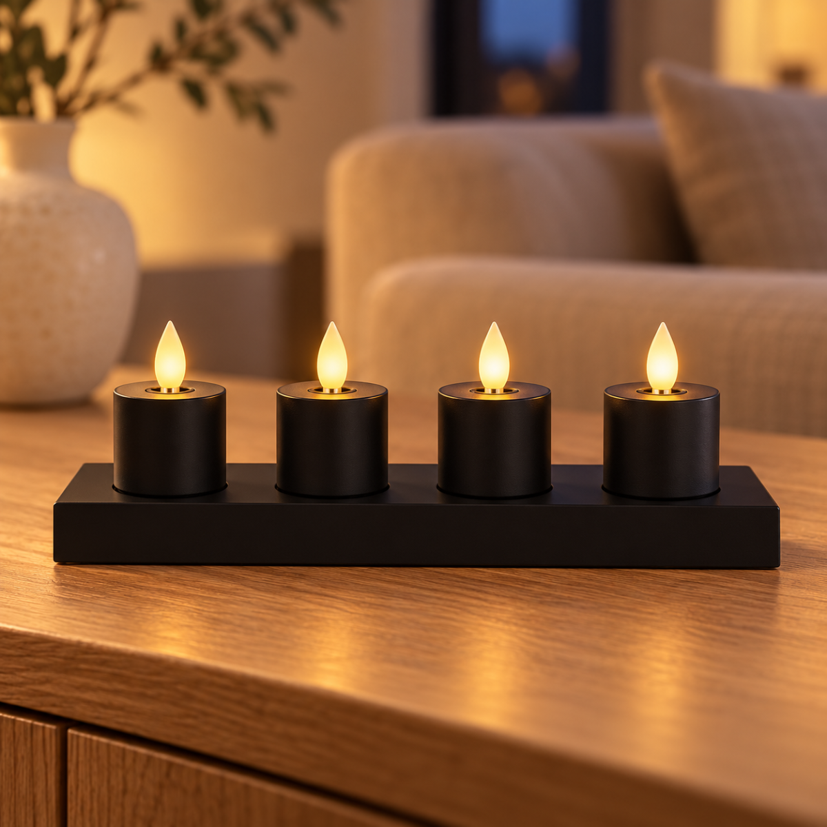 Anna's Collection LED-Waxinelichtjes Zwart 4 stuks 3.8 x 3.8 cm