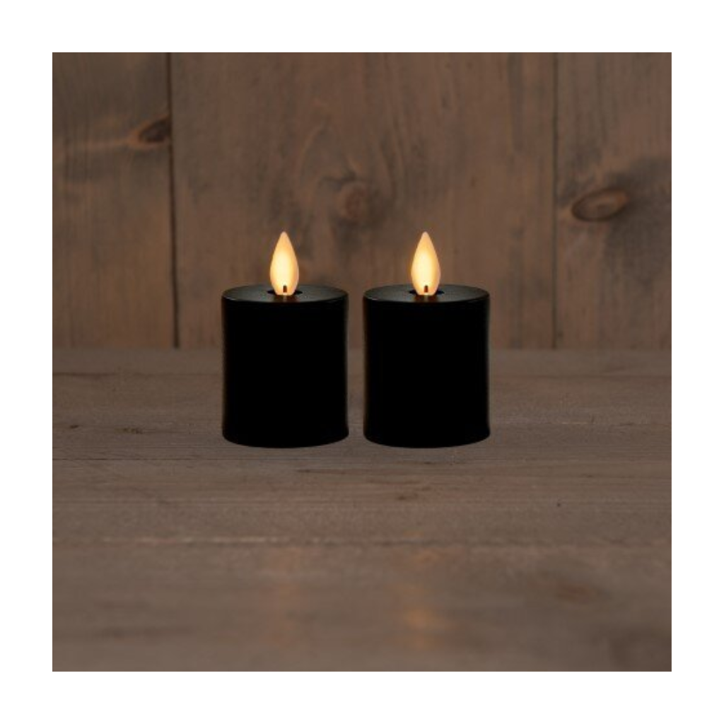 Anna's Collection LED Waxinelicht Zwart met timer (2 stuks)