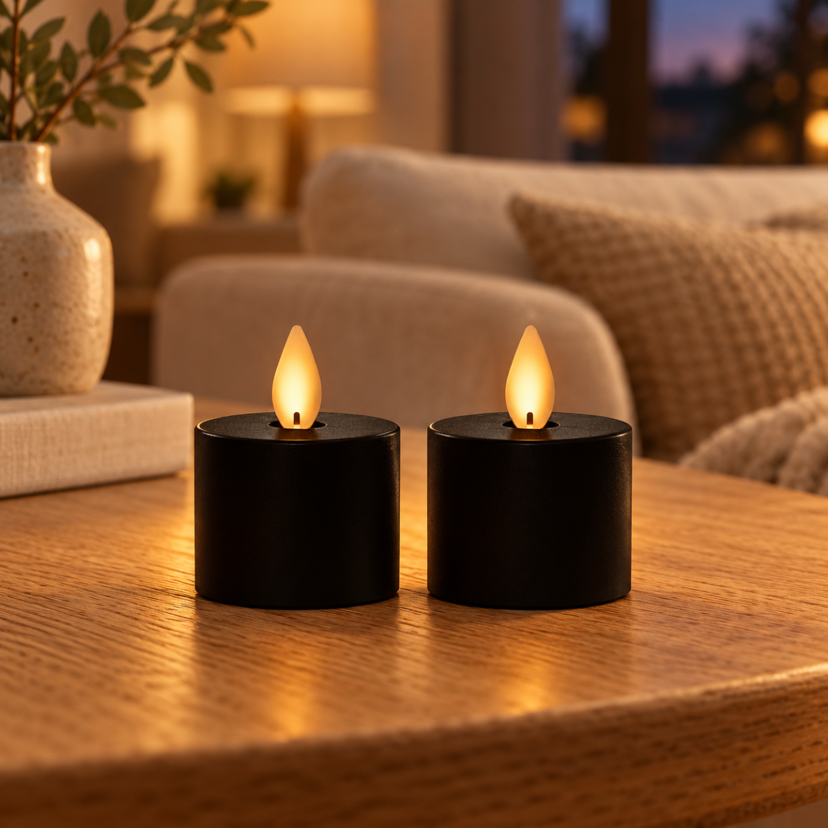 Anna's Collection LED-Waxinelichtjes Zwart 2 stuks 4.5 x 8 cm
