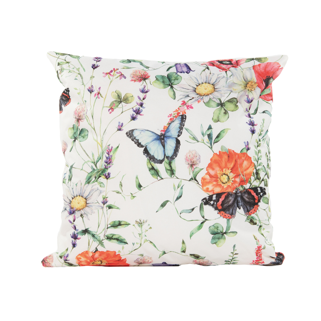 Anna's Collection sierkussen Vlinders wit 45 x 45 cm