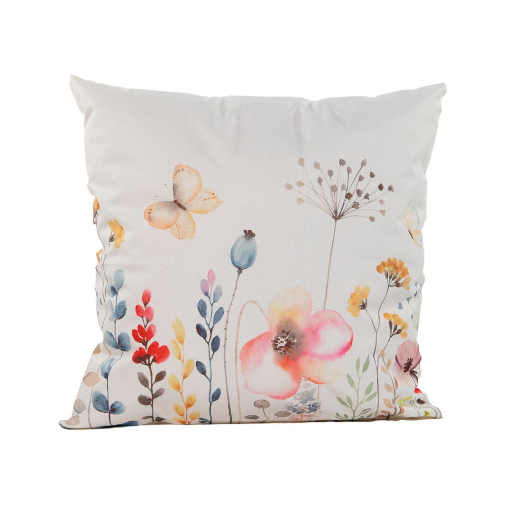 Anna's Collection sierkussen Veldbloemen wit 45 x 45 cm