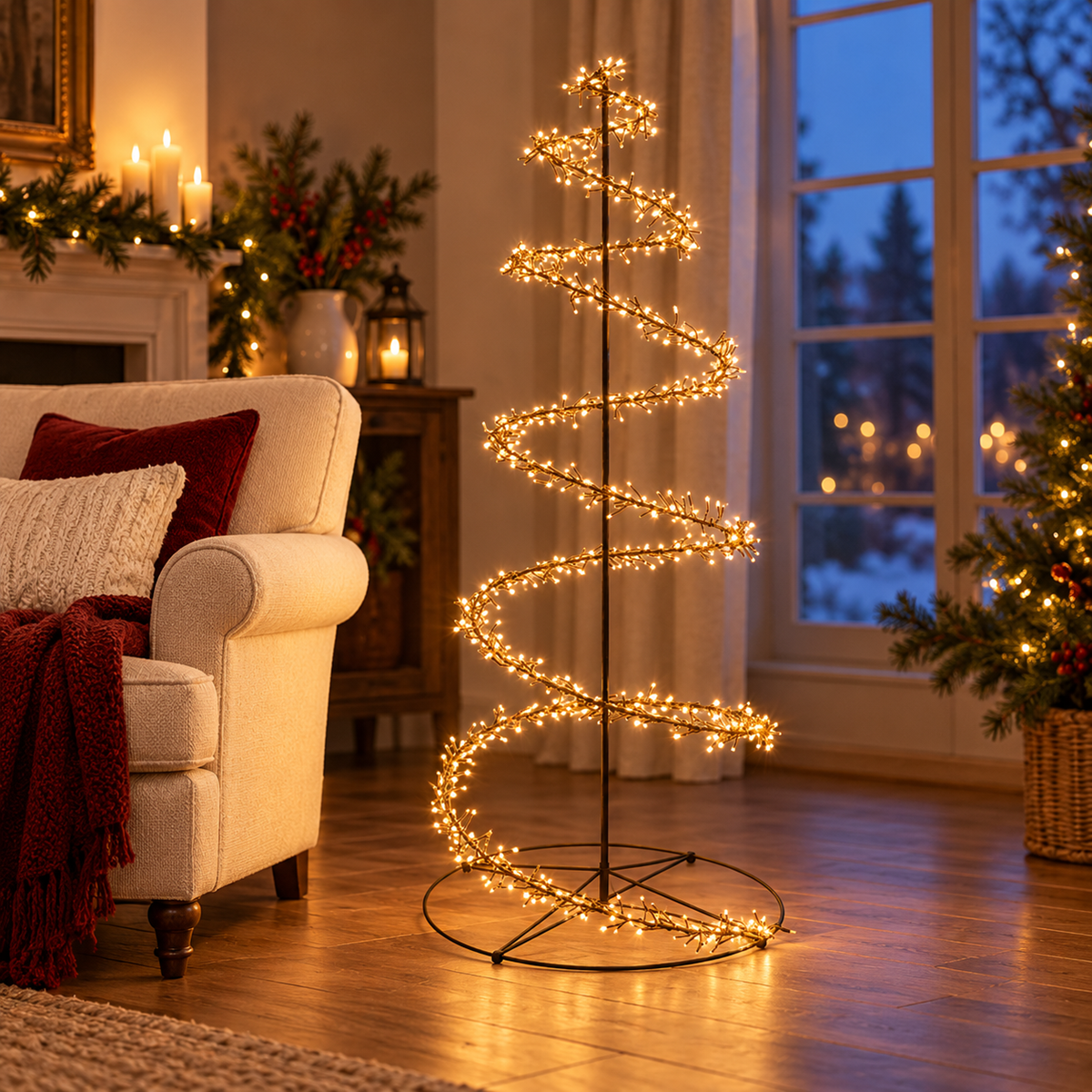 Anna's Collection Verlicht Kerstfiguur Boom Swirl Cluster Klassiek Warm 684 Lampjes 160 x 75 cm