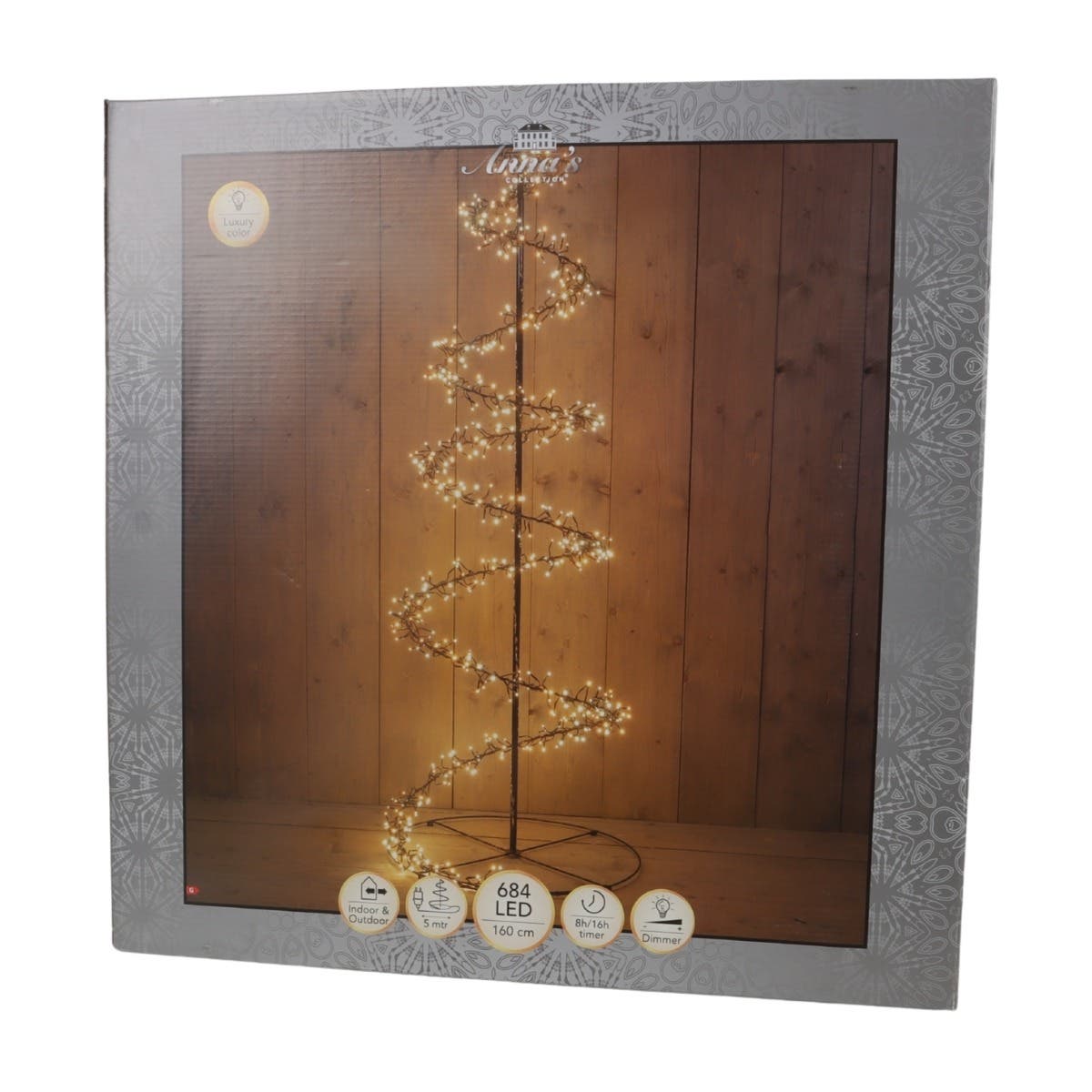 Anna's Collection Verlicht Kerstfiguur Boom Swirl Cluster Warm Wit 684 Lampjes 75 x 75 x 160 cm