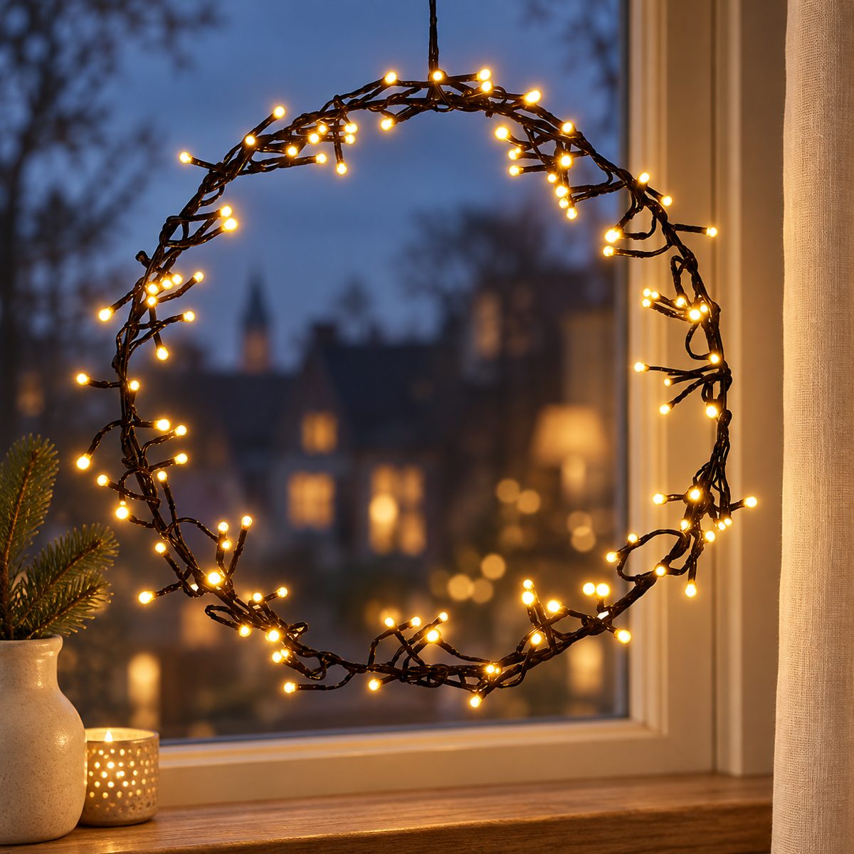 Anna's Collection Verlicht Kerstfiguur Krans Klassiek Warm 120 Lampjes 36 cm