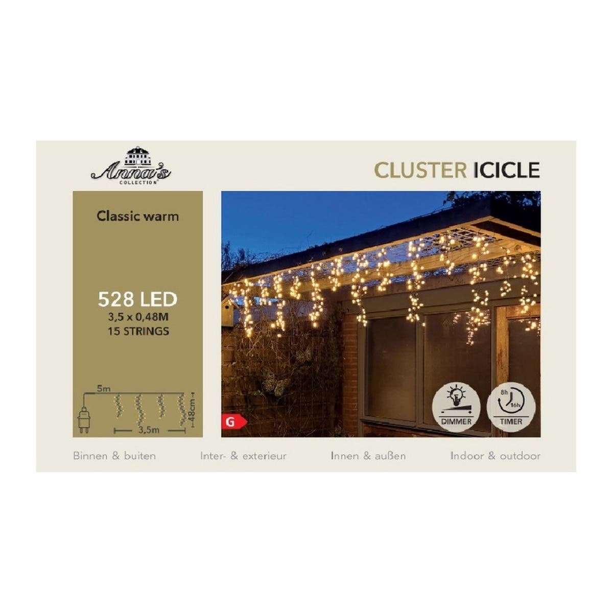 Anna's Collection IJspegelverlichting Cluster Klassiek Warm 528 Lampjes 3.5 m
