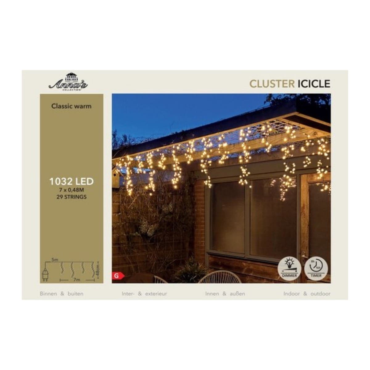 Anna's Collection IJspegelverlichting Cluster Klassiek Warm 1032 Lampjes 7 m