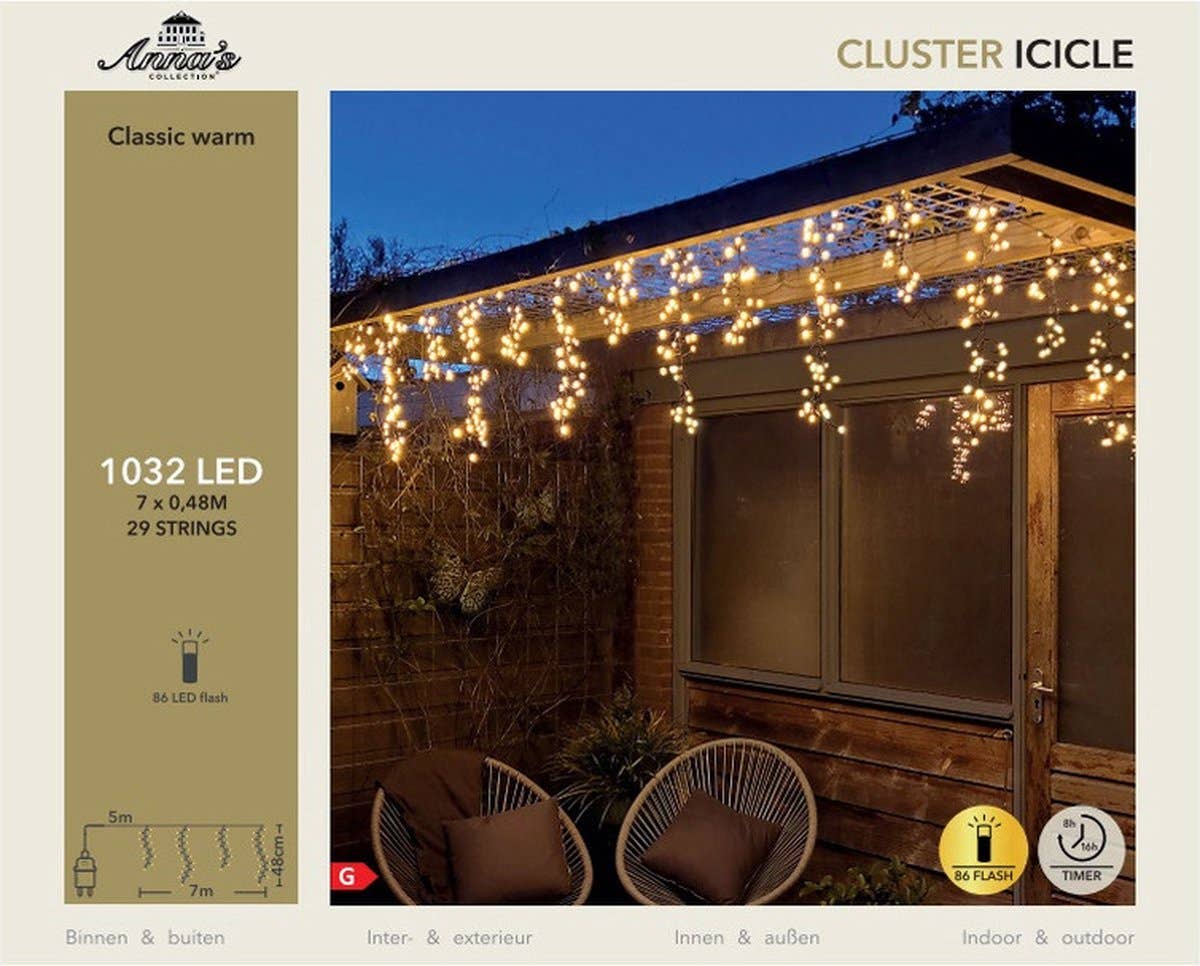 Anna's Collection IJspegelverlichting Cluster Warm Wit 1032 Lampjes 7 m