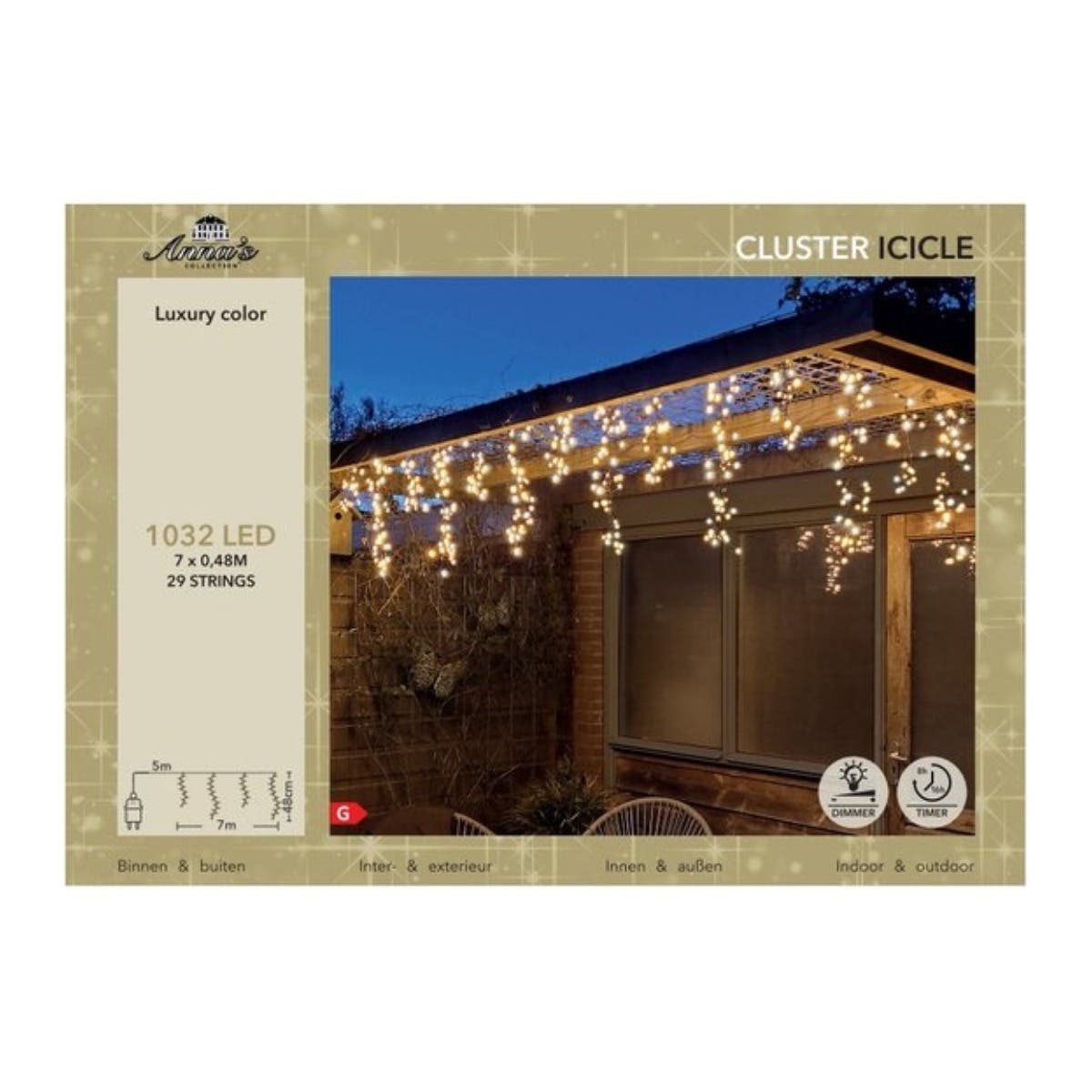 Anna's Collection IJspegelverlichting Cluster Luxury Color 1032 Lampjes 7 m