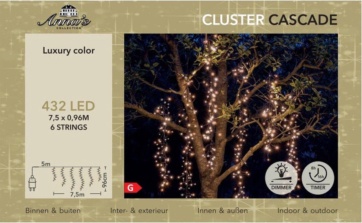 Anna's Collection IJspegelverlichting Cascade Luxury Color 432 Lampjes 7.5 m