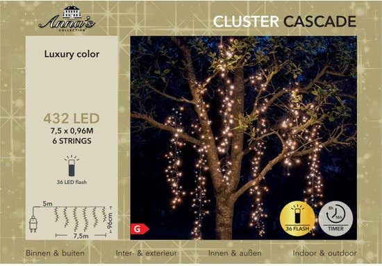 Cascade cluster 432 lampjes flash luxury color