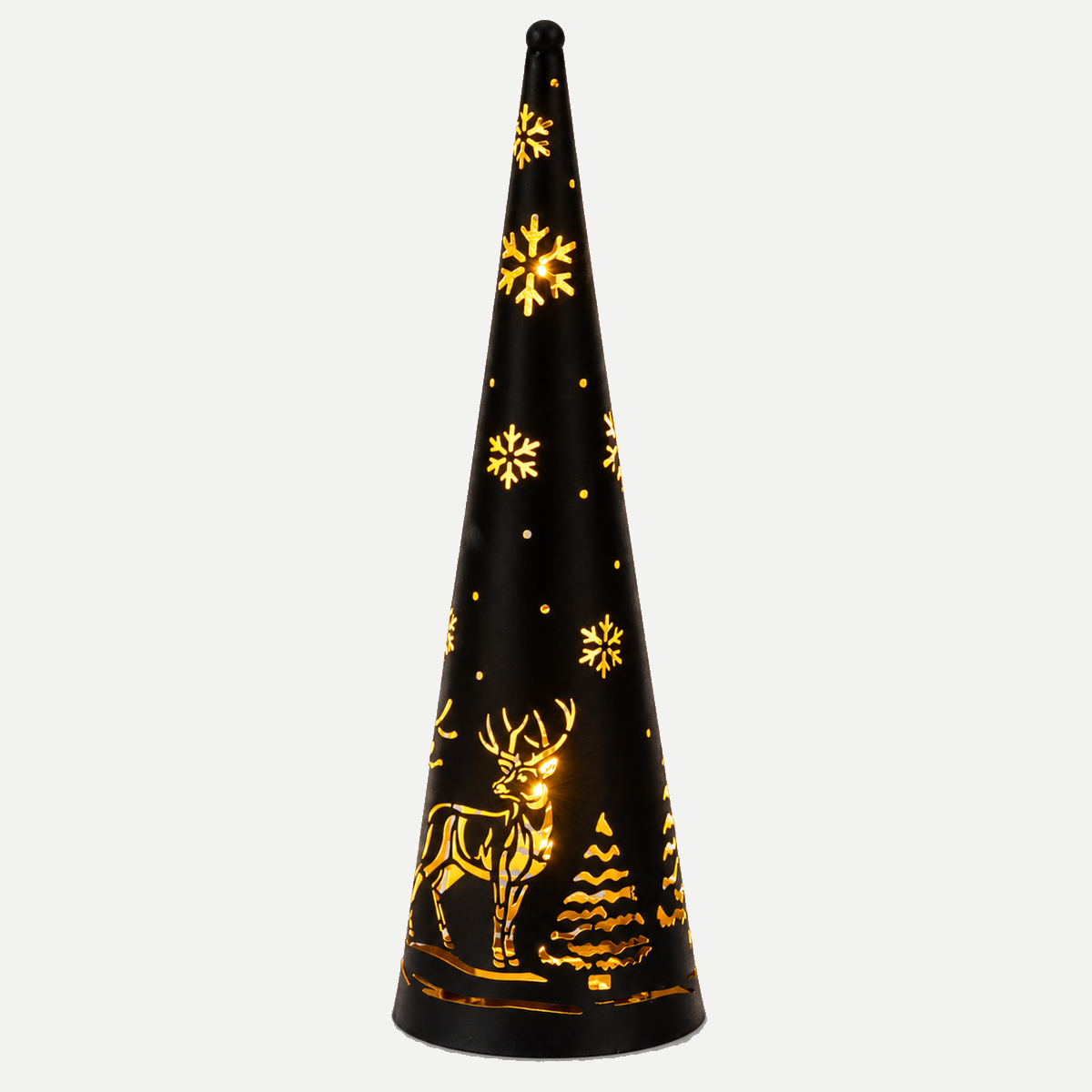 Anna's Collection Verlicht Kerstfiguur Kegel Hert en Sneeuwvlok Klassiek Warm 20 Lampjes Ø10 x 34.5 cm