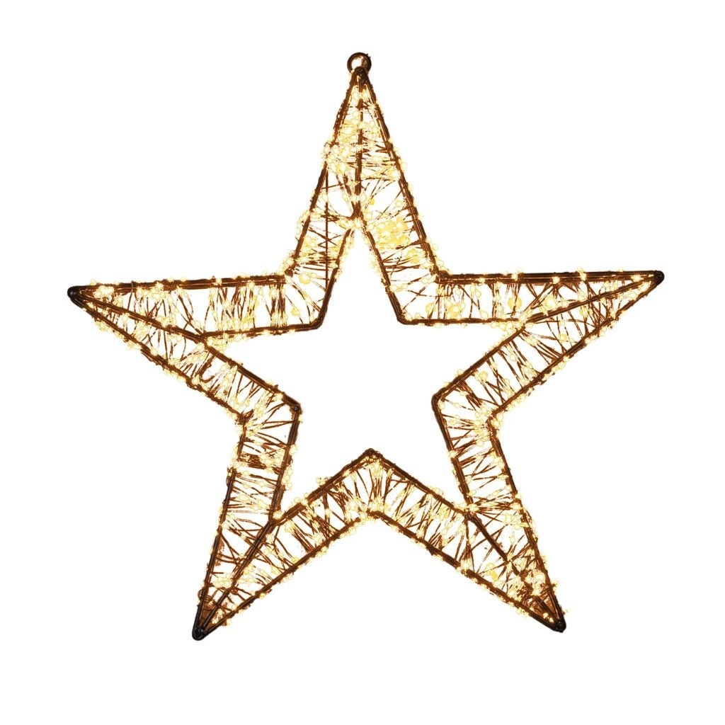 Anna's Collection kerstster zwart 3D metaal LED flash 36 x 3 cm