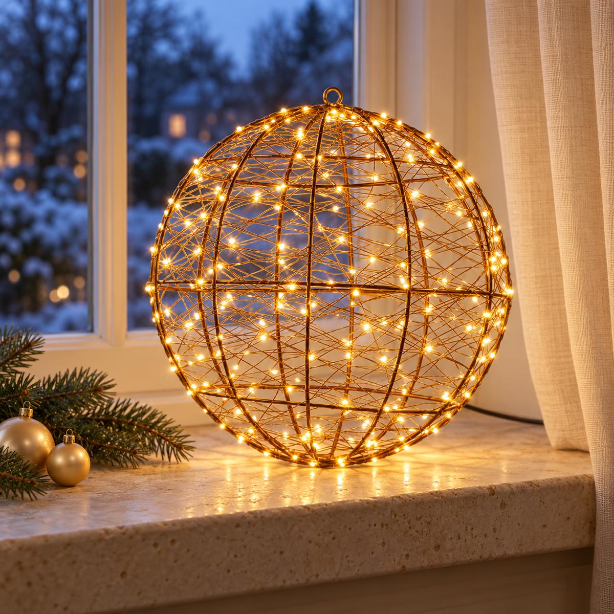 Anna's Collection Verlicht Kerstfiguur Lichtbol Flash Klassiek Warm 300 Lampjes 25 x 27 cm