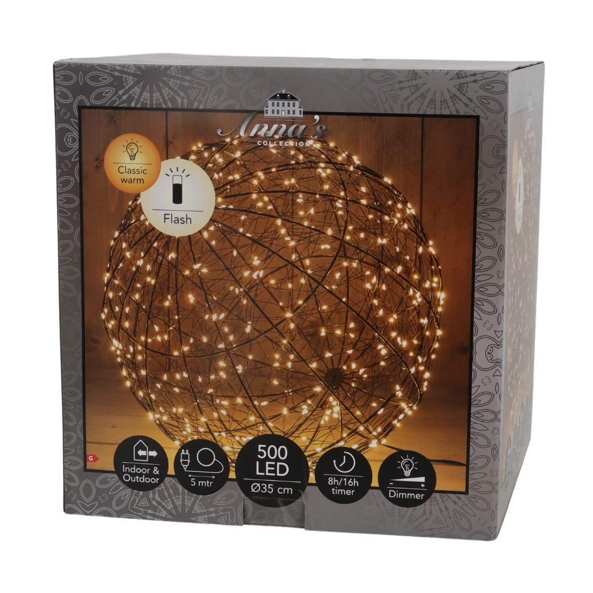 Anna's Collection Verlicht Kerstfiguur Bal Flash 200 Lampjes 35 x 35 x 37 cm