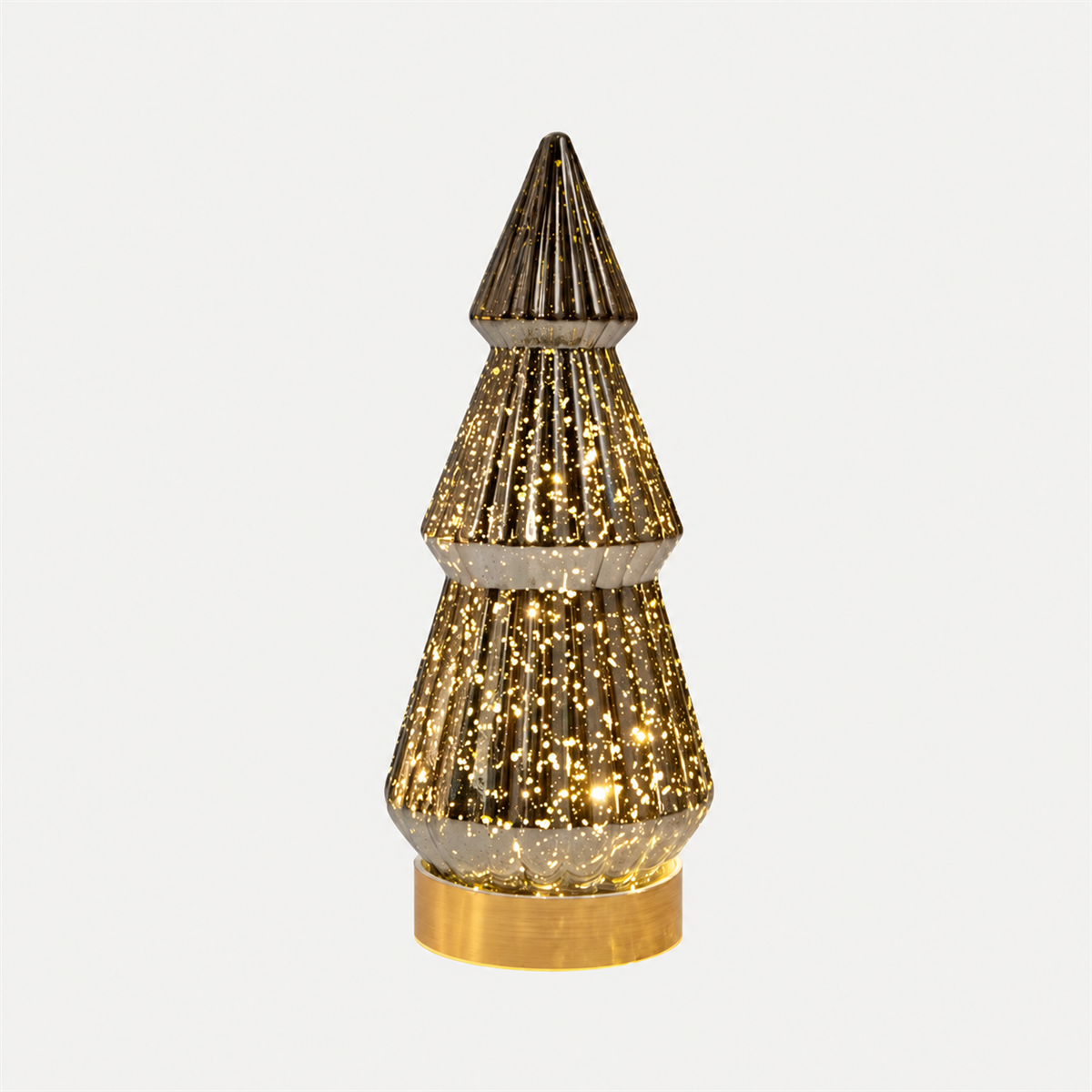 Anna's Collection Verlicht Kerstfiguur kerstboompje glas metallic antraciet 23.5 x 10 cm