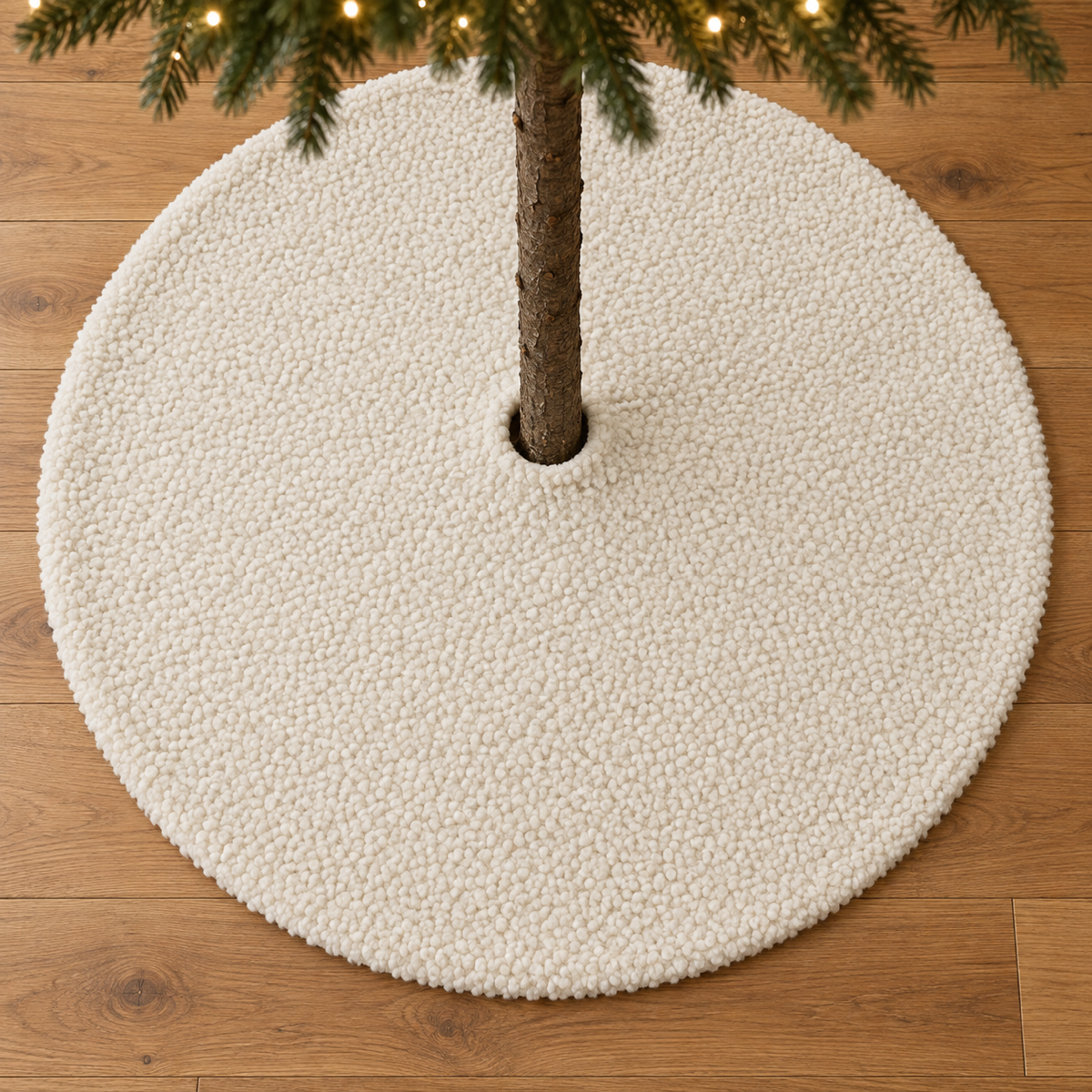 Anna's Collection Kerstboomkleed Teddy Gebroken Wit Ø120 cm