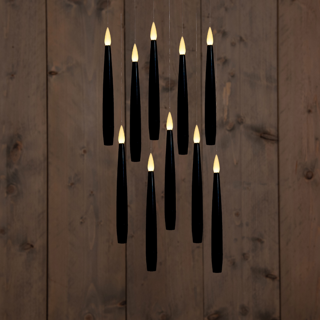 Anna's Collection LED dinerkaars zwevend zwart 10 stuks 15 cm
