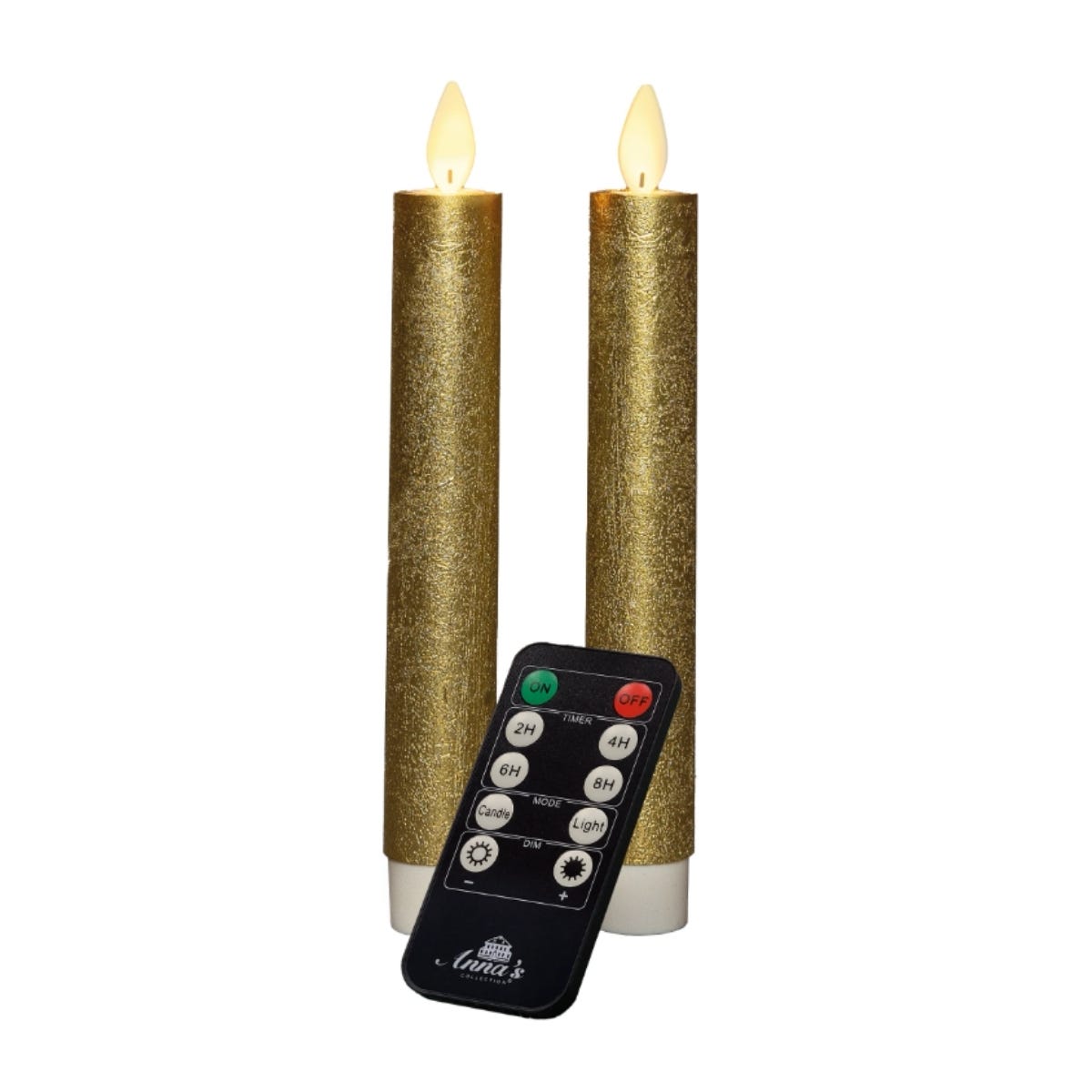 Anna's Collection LED Dinerkaars 3D Vlam Goud 2 Stuks 18 cm