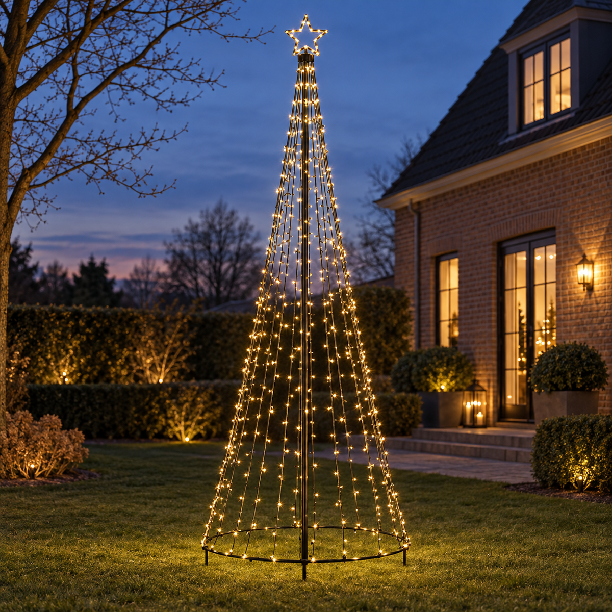 Anna's Collection Vlaggenmast verlichting Boom met Ster Flash Klassiek Warm 480 Lampjes Ø100 x 320 cm