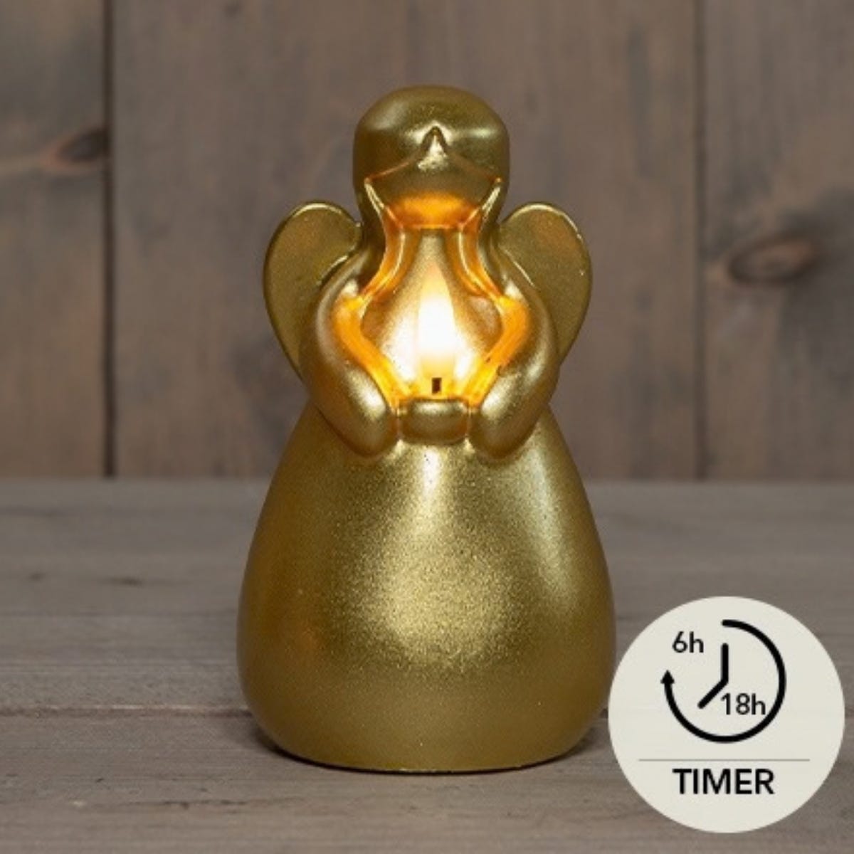 Anna's Collection LED Kaars Engel 3D Vlam Goud 14.5 x 8.5 cm