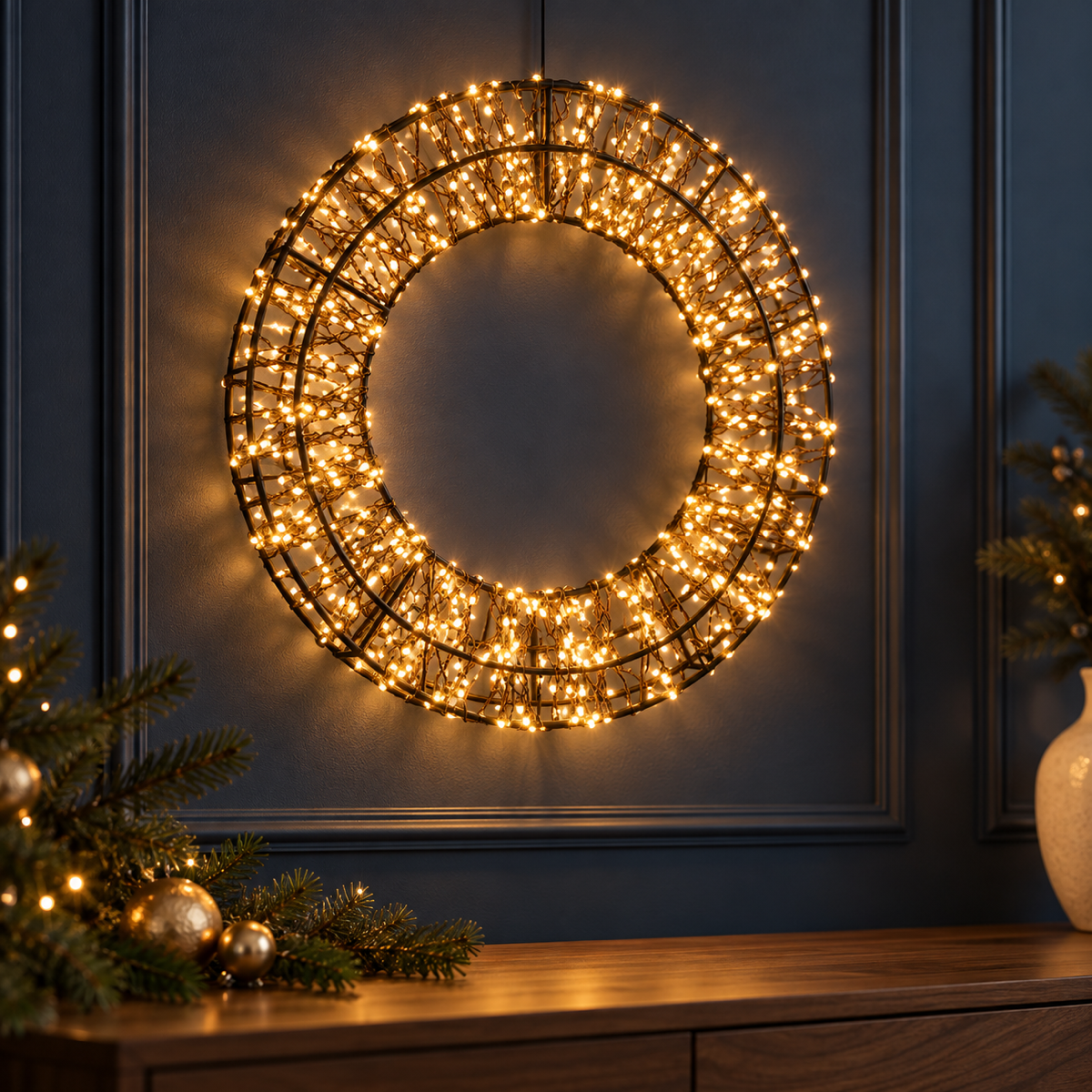 Anna's Collection Verlicht Kerstfiguur Krans Klassiek Warm 1200 Lampjes 36 x 8 cm