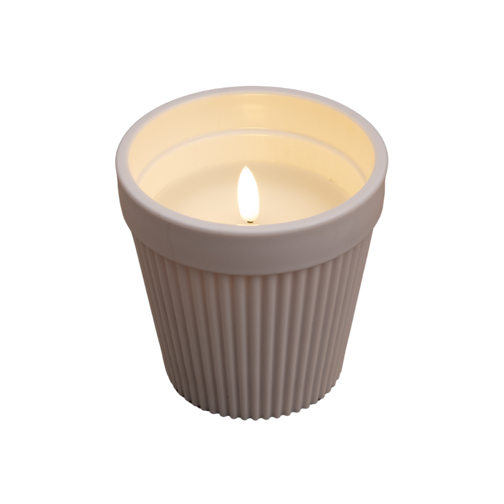 Anna's Collection Buitenkaars in pot 3D vlam wit 11 cm