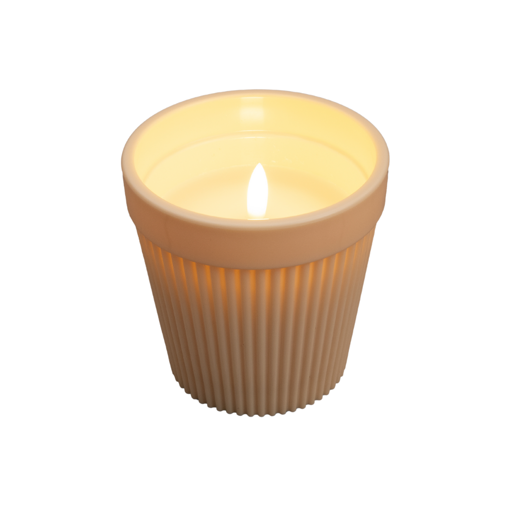 Anna's Collection Buitenkaars in pot 3D vlam ivoor 11 cm