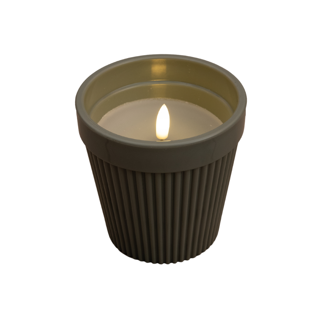 Anna's Collection Buitenkaars in pot 3D vlam olijf 11 cm