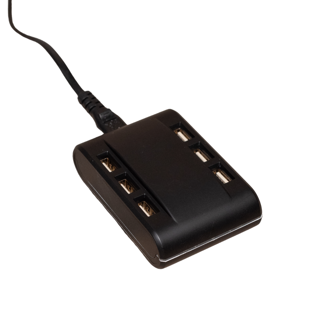USB oplaadstation zwart met 6 ingangen
