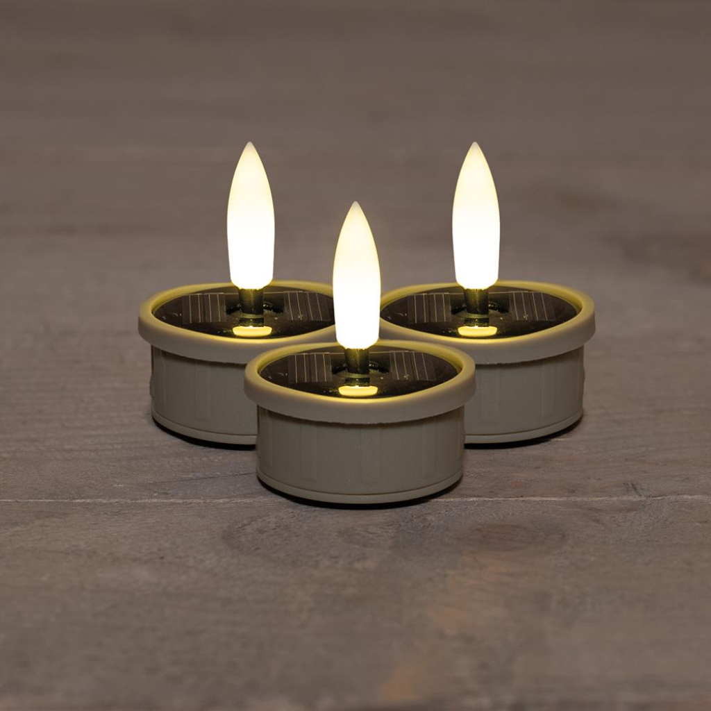 Anna's Collection Solar theelicht 3D lont 3 stuks zand
