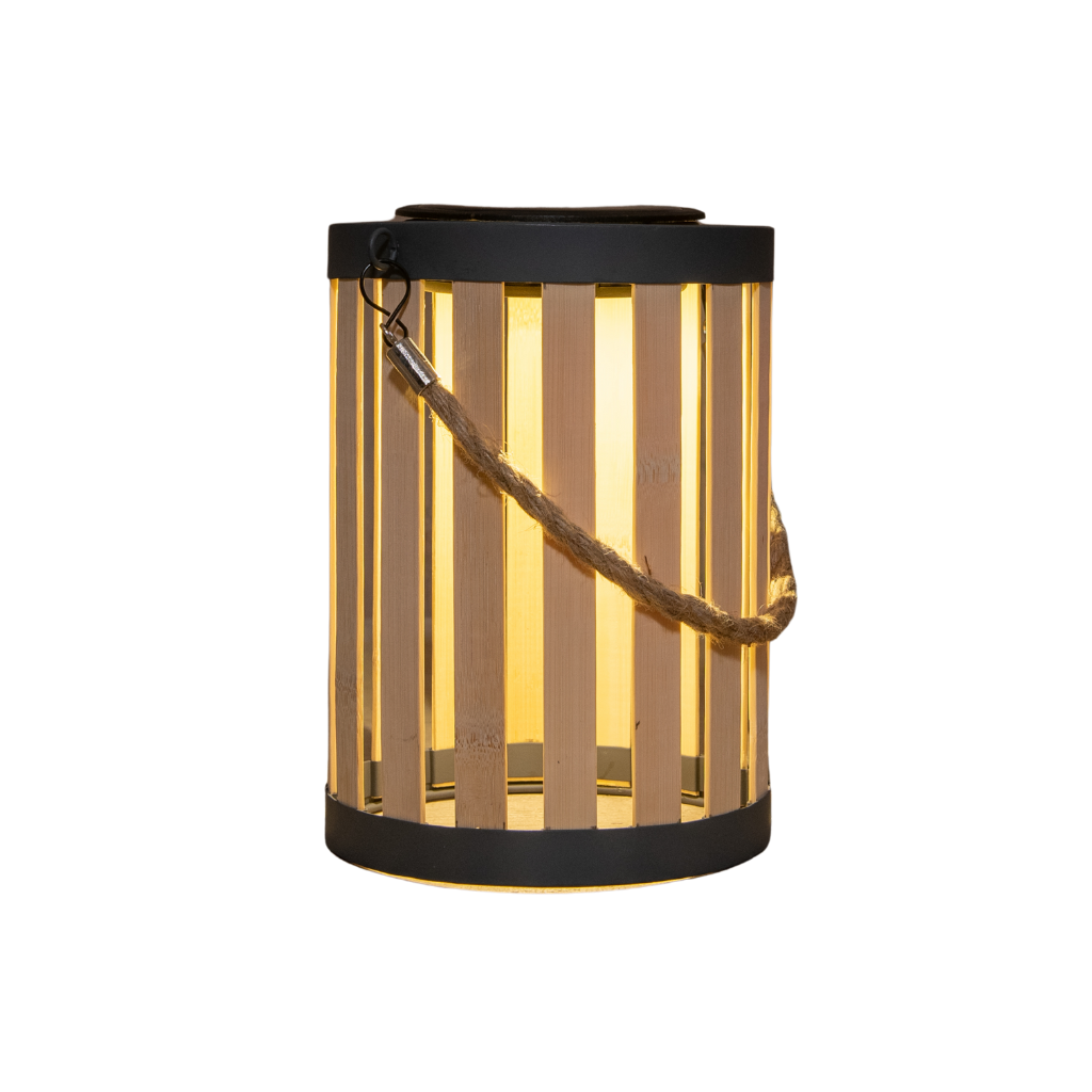 Anna's Collection Lantaarn Solar bamboe 15 x 21 cm