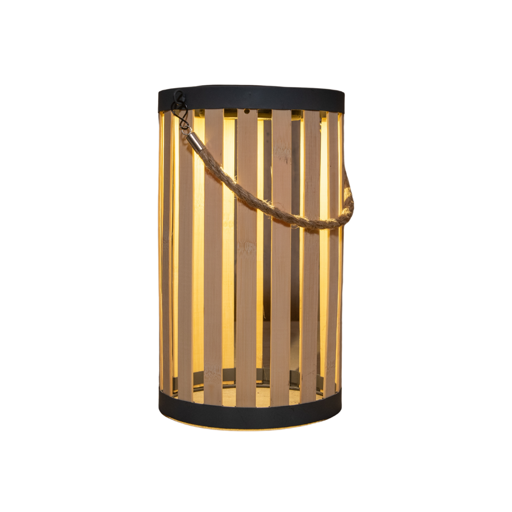 Anna's Collection Lantaarn Solar bamboe 16.5 x 29 cm