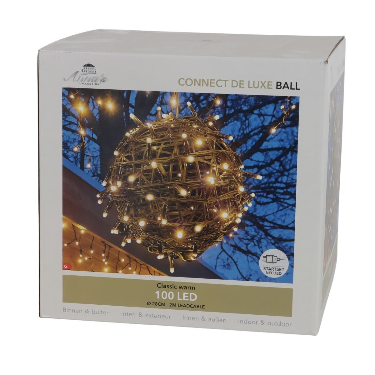 Anna's Collection Verlicht Kerstfiguur Connect de Luxe Bal Klassiek Warm 100 Lampjes 28 cm