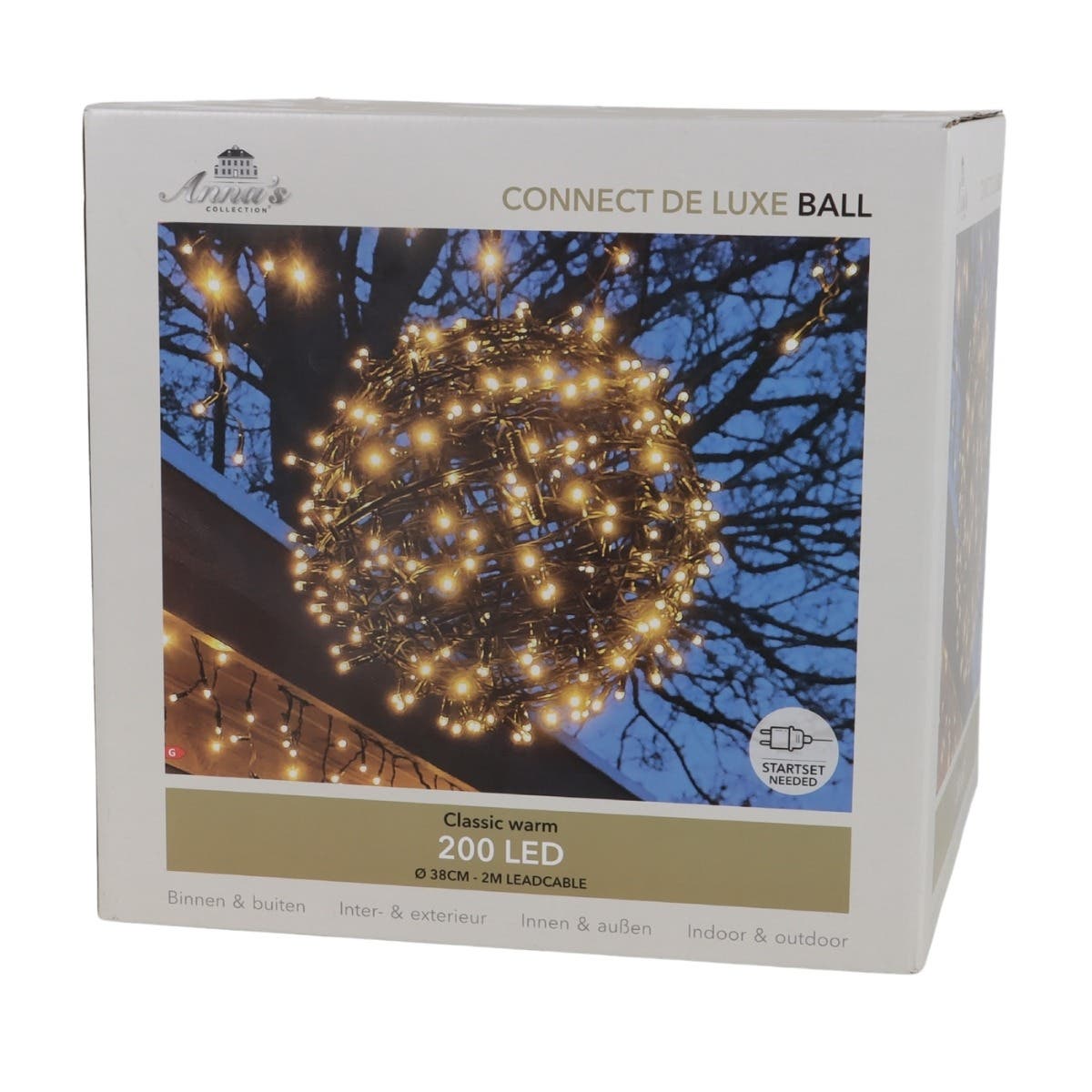 Anna's Collection Verlicht Kerstfiguur Connect de Luxe Bal Klassiek Warm 200 Lampjes 38 cm