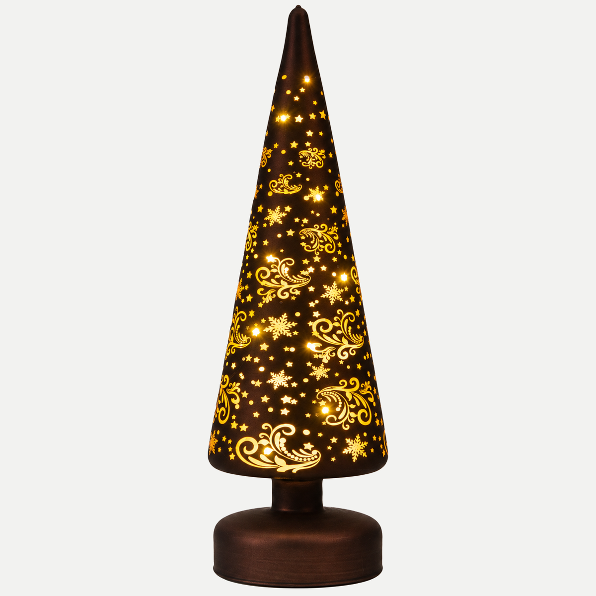 Anna's Collection Verlicht Kerstfiguur Kerstboom Glas met Sterren Warm Wit 10 Lampjes 30 x 9 cm