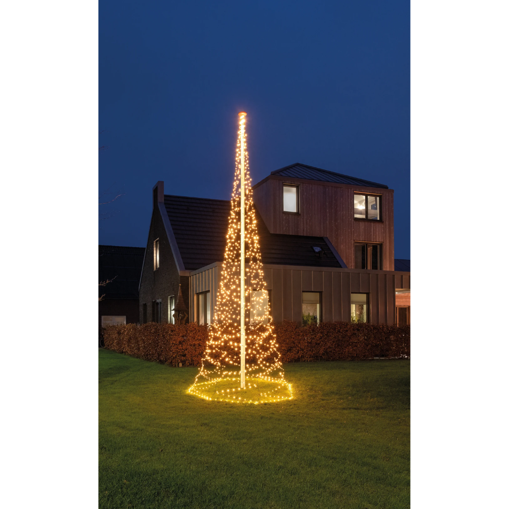 Anna's Collection Vlaggenmast kerstboom 1240 lampjes klassiek warm flash 6 m