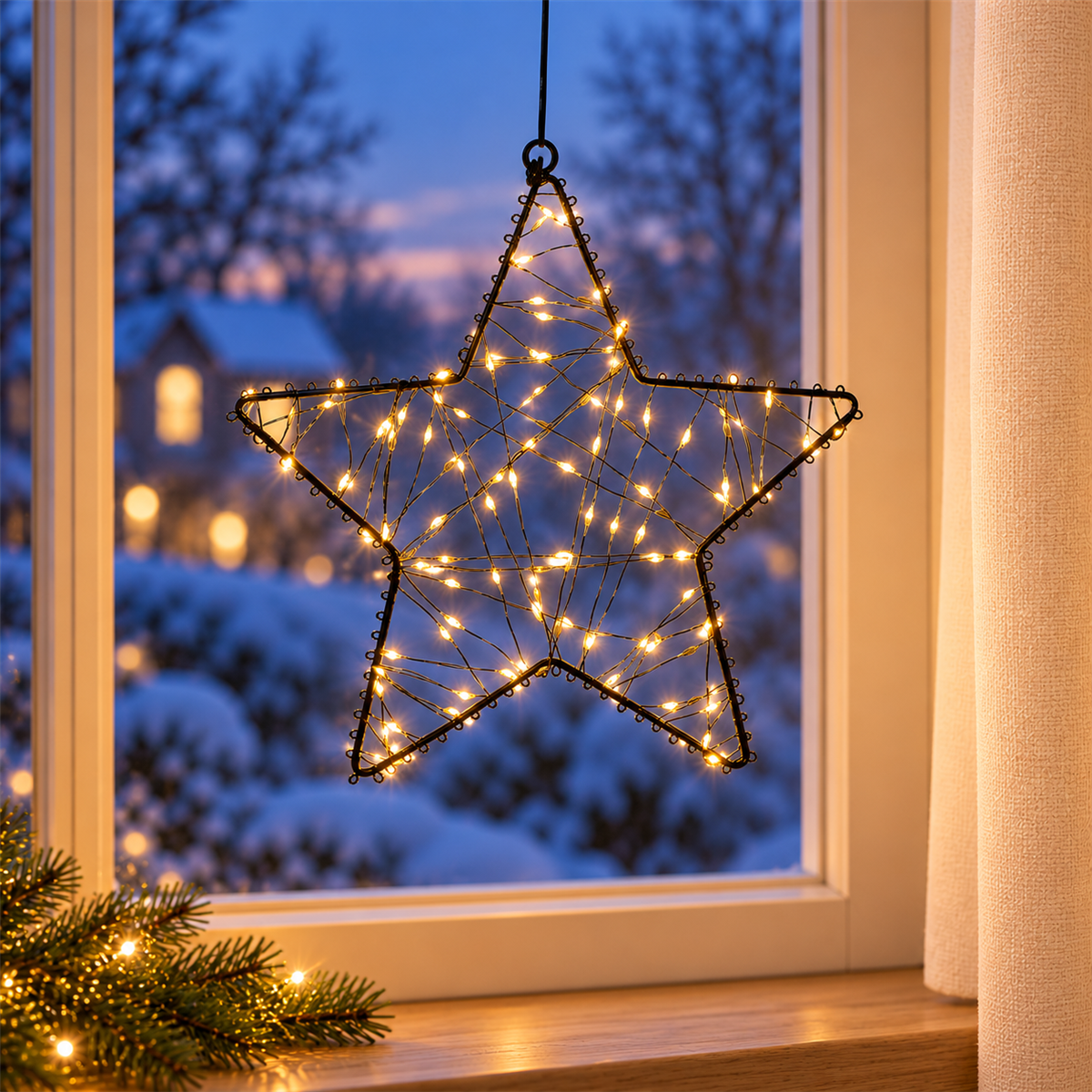 Anna's Collection Verlicht Kerstfiguur Ster Zwart Klassiek Warm 100 Lampjes 26 cm