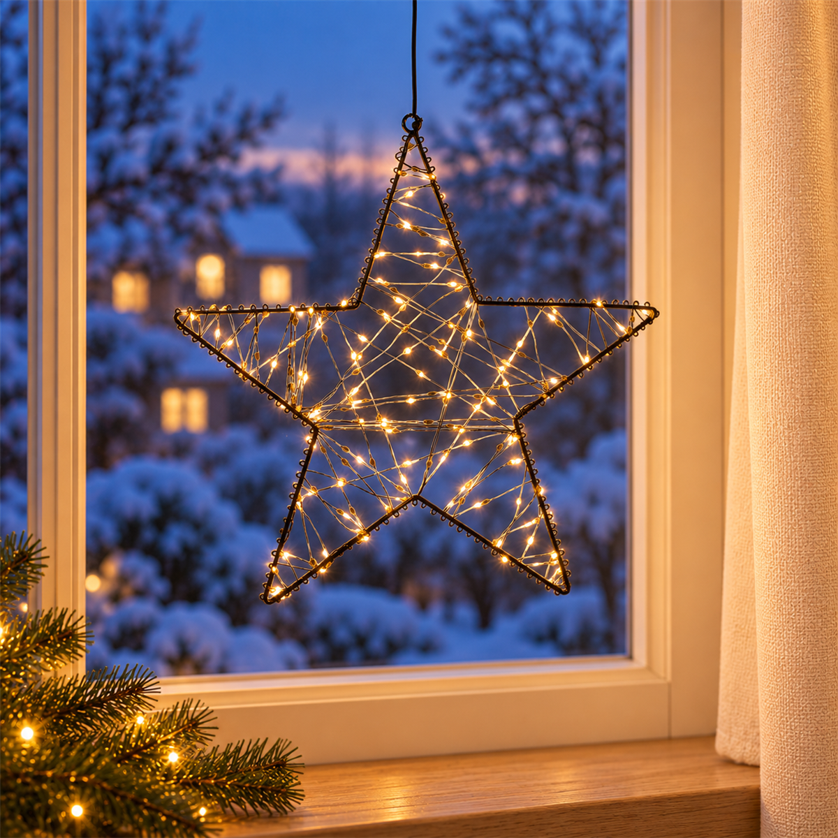 Anna's Collection Verlicht Kerstfiguur Ster Zwart Klassiek Warm 160 Lampjes 36 cm