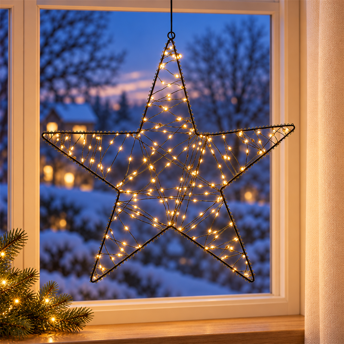 Anna's Collection Verlicht Kerstfiguur Ster Zwart Klassiek Warm 200 Lampjes 56 cm